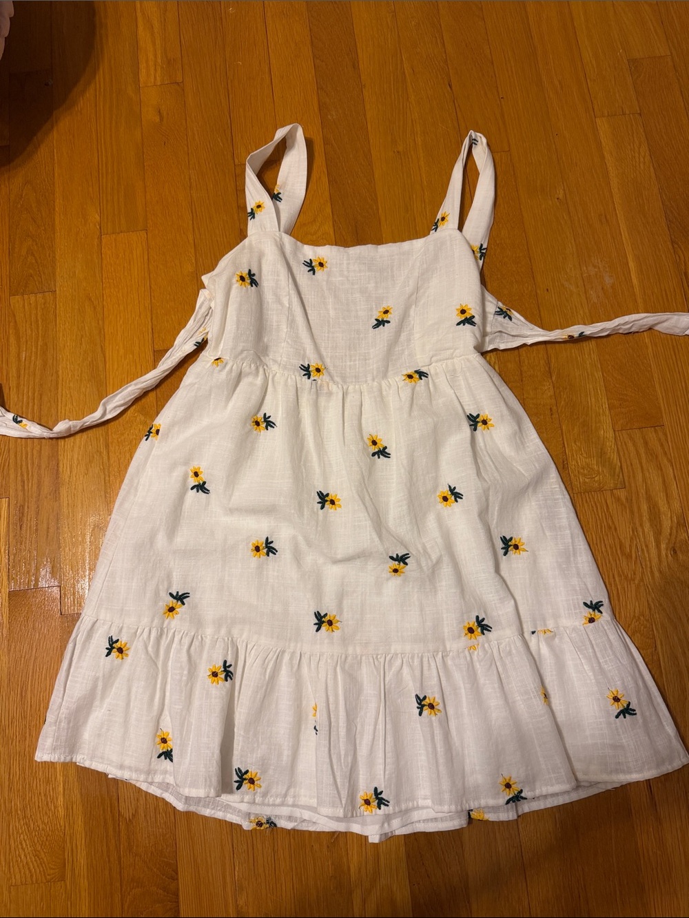 White Sunflower Print dress